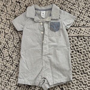 Carter's Blue Striped Collared Baby Romper